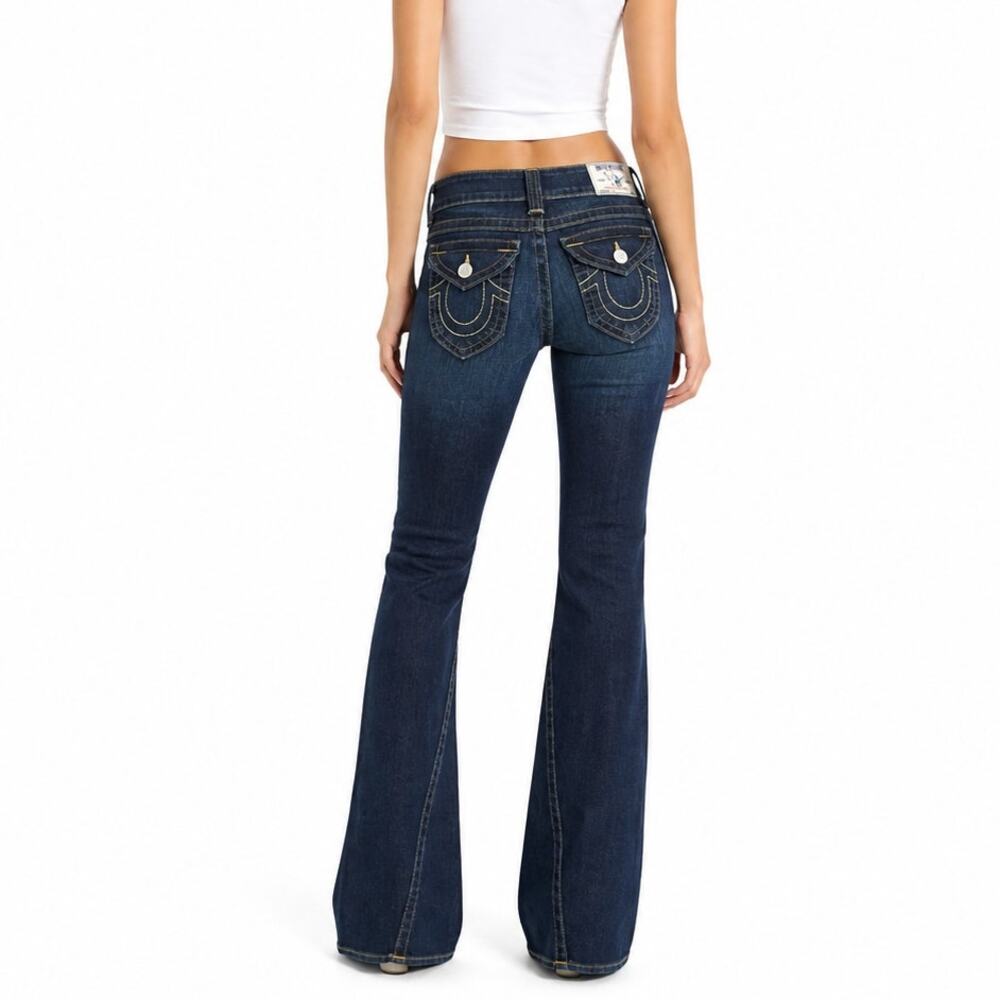 True Religion Joey Jeans Ultra Low Rise Flap Pockets Y2K Women's Size 25 NWT